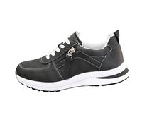 Trainers, Women's Fashionable Platform Trainers, Breathable Mesh Tennis Shoes with Wedge Zip, Round Toe, Thick Base, Hiking Shoes, Comfortable Plain Casual Shoes, Orthopaedic Lace-Up Shoes, black, 9