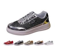 Trainers Women's Glitter Sports Shoes Sequins Casual Shoes Low Top Skate Shoes Fitness Shoes Jogging Shoes Walking Shoes for Street Wedding Party Night Club, black, 9 UK