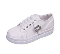 Trainers Women's Leather Costume Shoes Laces Running Shoes Lightweight Comfortable Trainers Slip On Trainers Leisure Walking Shoes Work Shoes Outdoor Sports Shoes Hiking Shoes, White, 10 UK