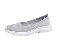 Trainers Women's Lightweight Breathable Sports Shoes Mesh Braided Shoes Orthopaedic Leisure Shoes Outdoor Fitness Slippers Elastic Hiking Shoes Soft Sole Slip On Trainers, gray, 9 UK