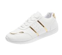 Trainers Women's Lightweight Trainer Shoes Fashion Lace Up Running Shoes Walking Shoes with Leather Upper Trainers with Rubber Sole Leather Casual Shoes for Tennis Non-Slip Jogging Shoes, White, 5 UK