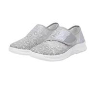 Trainers Women's Loafers Sequin Wedge Heel Shoes Breathable Cut Out Lace Fabric Shoes Women Running Shoes Summer Outdoor Slip On Walking Shoes Wide Foot, silver, 4 UK