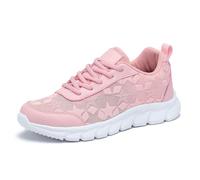Trainers Women's Mesh Breathable Sports Shoes Laces Wide Feet Walking Shoes Gym Sports Shoes Width H Lightweight Road Running Shoes Work Shoes Women's Shoes Traditional Shoes, Pink, 8.5 UK