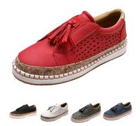 Trainers Women's Non-Slip Platform Shoes Sports Shoes Slip On Casual Flat Single Shoes Breathable Trainers Outdoor Low Shoe Lace-Up Espadrilles Training Shoes, red, 36 EU