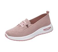 Trainers Women's Orthopaedic Shoes Summer Mesh Breathable Lightweight Sports Shoes Plain Soft Sole Slip On Comfortable Jogging Shoes Outdoor Casual Summer Shoes with Laces, 35-42 EU, pink, 9 UK