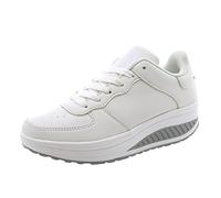 Trainers Women's Platform Casual Shoes Ergonomic Trainers Soft Non-Slip Running Shoes Breathable Fitness Shoes with Raised Work Shoes Comfortable Lace-up Shoes Casual Sports Shoes, White, 8 UK