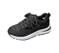 Trainers Women's Platform Flat Running Shoes Mesh Hollow Lace Up Low Shoes Non-Slip Trainers with Air Cushion Round Toe Soft Sole Casual Shoes Increase Inner Height Walking Sports Shoes, black, 5 UK
