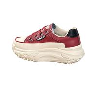 Trainers Women's Platform Leather Trainers Wide Feet Comfortable Low Shoes, Red 1, 2/2.5 UK
