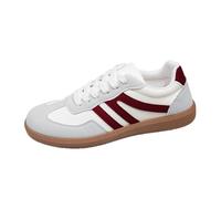 Trainers Women's Retro Style Tennis and Skateboarding Classic Trainers with Laces Rubber Sole Fashionable Non-Slip Leisure Skate Shoes Flat Leather Trainers Shoes Lace Costume Shoes, 6, 9 UK