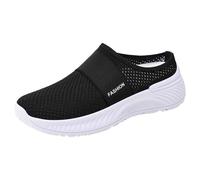 Trainers Women's Running Shoes Casual Shoes Trainers Women's Shoes with Closed Toe Fashion Mesh Breathable Soft Sole Open Heel Sports Shoes for Commuting Brown Trainers Women, black, 5.5 UK
