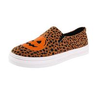 Trainers Women's Running Shoes Slip On Casual Shoes Women's Europe the United States Halloween Colour Blocking Print Casual Shallow Mouth Low Top Single Shoes Casual Shoes Trainers Women, brown, 7 UK