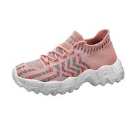 Trainers Women's Running Shoes Sports Shoes Trainers Size 36 46 Same Mesh Stitching Colour Thick Sole Increase Dad Fitness Jogging Trainers for Men and Women Trainers Beige Women, red, 8 UK