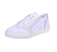Trainers Women's Running Shoes Trainers Sports Shoes Women's Four Seasons Models Lace Up Shoes Fashionable Platform Shoes Flat Bottom Retro Low Top Travel Casual Shoes Women's Walking Shoes, White, 8
