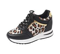 Trainers Women's Sports Shoes Mesh Running Shoes Spring Women's Trainers Leopard Running Shoes Large Size Men and Women Shoes Comfortable Casual Shoes Leisure Sports Shoes, black, 7 UK