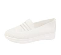 Trainers Women's Summer Slip In Trainers Mesh Breathable Flat Shoes, White, 6 UK