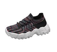 Trainers Women's Trainers Running Shoes Sports Shoes Size 36 46 Same Mesh Stitching Colour Thick Sole Increase Dad Fitness Jogging Trainers for Men and Women Retro Trainers Women, black, 9 UK