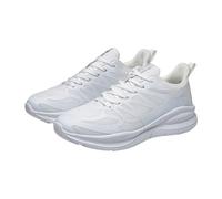 Trainers Women's White Casual Shoes Women's White Trainers Solid Colour Running Shoes Running Jogging Shoes Mesh Stretch Trainers Platform Walking Shoes Soft Lightweight Road Running Shoes, White, 8
