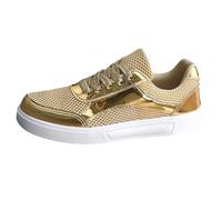 Trainers Women's White Summer Shoes Women's Closed Elegant Casual Shoes Sequins Fashion Walking Shoes Flat Sole Sports Shoes with Laces Comfortable Slip-On Shoes Low Shoes, Rose Gold, 4 UK