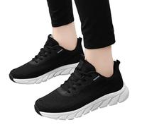 Trainers Womens Women Mesh Hollow Breathable Comfortable Lightweight Gradient Color Wedgie Sneaker for Women (Black, 6.5)