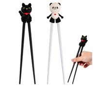Training Chopsticks 2 Pack - Panda & Lucky Cat Design, Silicone Non-Slip Beginner Chopsticks for Adults, Heat Resistant Reusable Learning Chopsticks, 22x4x2cm