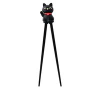 Training Chopsticks Adults, Training Chopsticks, Chopstick Helper, Reusable Non-Slip Learning Chopstick with Easy-Bounce Hinge for Noodles Ramen Eating Tools (Black Lucky Cat)