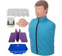 Training Doll for Cardiopulmonary Resuscitation, 70Cm Mannequin with Interchangeable Face Skin and Lung Bag, First Aid Resuscitation Practice Tool