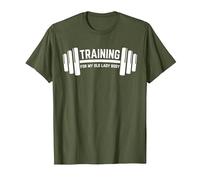 Training for My Old Lady Body, WEIGHLIFTING T-Shirt, Men, Olive Green, Medium