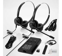 Training Headset Bundle - XS 825 Headphones, Poly MDA524 USB-C & Y Splitter w/ Mute Button, Compatible w/ Teams, Zoom, UC Platforms, Deskphones & PC Softphones - for Coaching, Monitoring & Support