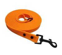 Training Lead for Dog, 5m / 10m / 15m Waterproof Dog Leash with Hand Loop, PVC Rubber Dog Lead with 1 carabiner for Medium Dogs and Large Dogs (Orange, 10 M)