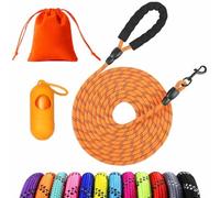 Training Lead for Dogs 1.5M 3M 5M 10M 15M 20M 25M 30M Long Line With Soft Padded Handle, Sturdy Hook, Reflective Extra Long Recall Lead for Walking, Hiking, Camping, Swimming (Orange, 1.5M)