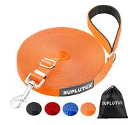 Training Lead for Dogs 15m/50ft Adjustable Long Line Dog Lead for Puppy Medium Large Dogs with Padded Handle & Storage Bag (Orange)
