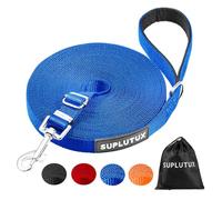 Training Lead for Dogs 15m/50ft Adjustable Long Line Dog Lead for Puppy Medium Large Dogs with Padded Handle & Storage Bag (Blue)