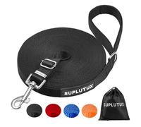 Training Lead for Dogs 15m/50ft Adjustable Long Line Dog Lead for Puppy Medium Large Dogs with Padded Handle & Storage Bag (Black)