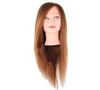 Training Mannequin Head, With Mixed Real Human Hair and Synthetic Fiber, For Cutting Braiding Styling Practice, Salon School Learners Use, 60cm Length (Brown)