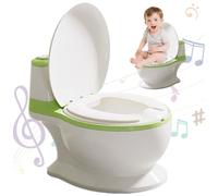 Training Toilet Realistic 1:1 Potty Training Toilet PP Training Potty with Flush Sound PVC Seat Cushion Splashproof Detachable Washable Training Toilet,Green