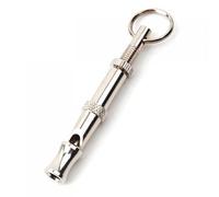 Training Ultrasonic Dog Whistle, Silver, Nickel Plated Brass, Adjustable Pitch, 2 1/8 Inch, with Key Ring Loop