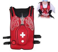 Training vest for learning the Heimlich maneuver, airway obstruction simulator with recoil function, suitable for medical school and first aid courses, red - adult (Rot)