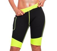 TrainingGirl Inches Slimmer Hot Neoprene Sauna Sweat Shorts for Women Weight Loss Slimming Pants Workout Body Shaper Yoga Leggings (Black Hot Sauna Shorts, XL (US 14))