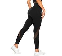 TrainingGirl Mesh Leggings for Women High Waisted Yoga Pants Workout Running Printed Leggings Gym Sports Tights with Pockets, Black, M