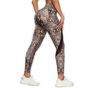 TrainingGirl Mesh Leggings for Women High Waisted Yoga Pants Workout Running Printed Leggings Gym Sports Tights with Pockets, Serpentine, M