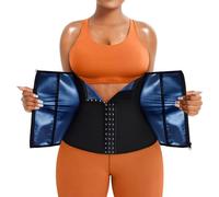 TrainingGirl Waist Trainer for Women Working Out Trimmer Sweat Belly Band, Black-blue Inner, XS