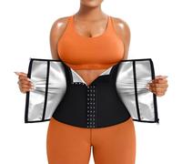 TrainingGirl Waist Trainer for Women Working Out Trimmer Sweat Belly Band, Black-silver Inner, XL