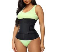 TrainingGirl Women Waist Trainer Cincher Corset Tummy Control Workout Sweat Band Slimmer Belly Belt Weight Loss Sports Girdle, Black, XXL