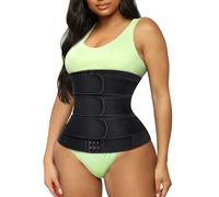 TrainingGirl Women Waist Trainer Cincher Corset Tummy Control Workout Sweat Band Slimmer Belly Belt Weight Loss Sports Girdle, 3 Belt Black, Medium