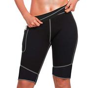 TrainingGirl Women's Hot Neoprene Sauna Sweat Shorts with Pocket Weight Loss Slimming Pants Workout Body Shaper Yoga Leggings