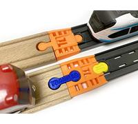 TrainLab Adapter Compatible with Intelino J-1 Smart Train Tracks and Thomas Brio Wooden Railway (2pcs) (Orange)