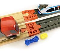 TrainLab Adapter Compatible with Intelino J-1 Smart Train Tracks and Thomas Brio Wooden Railway (2pcs) (Red)