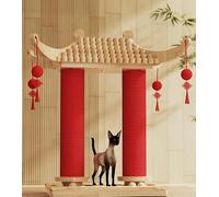 TrainPro Cat Scratcher Post for Indoor Cats - Tall Durable Cat Scratching Pole with Stable Base, Natural Sisal Rope Tower for Kitten Claw Sharpening, Furniture Protector Toy Activity Center