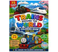 TRAINS AROUND THE WORLD kids coloring book