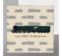 Trains Birthday Card. Fun Train Enthusiasts Card featuring meticulously recreated Flying Scotsman Card